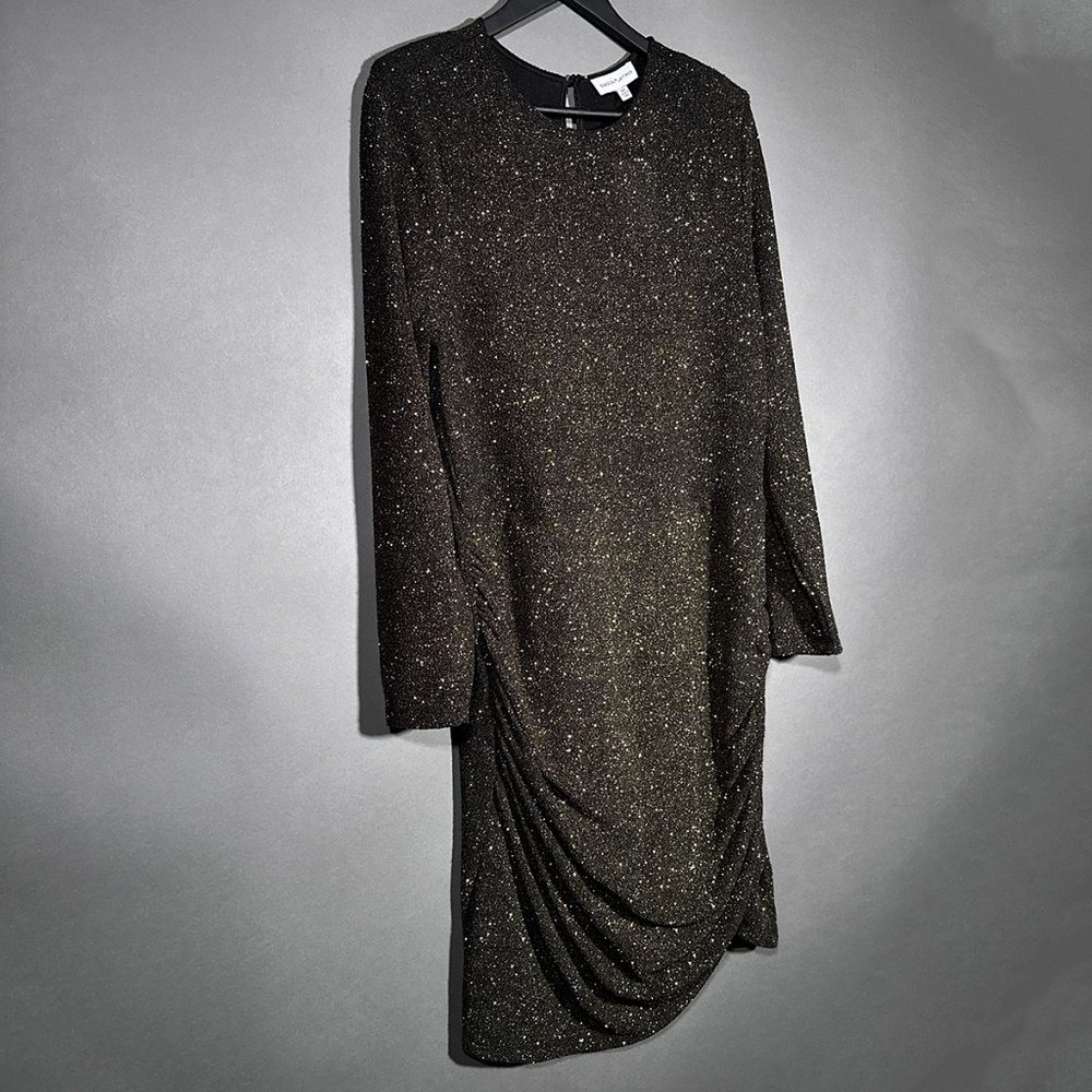 NWT Gibson Latimer | Black Gold Sparkle Long Sleeve Dress | Size XXL
